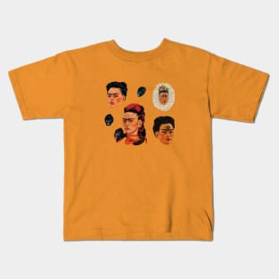 The Many Faces of Frida (with some monkeys) Kids T-Shirt